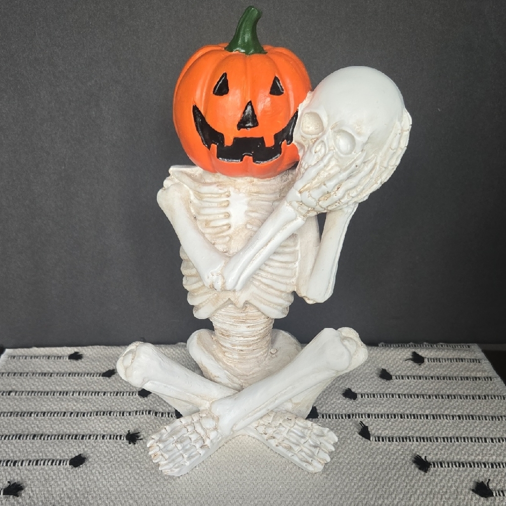 Halloween Skeleton with Pumpkin Head